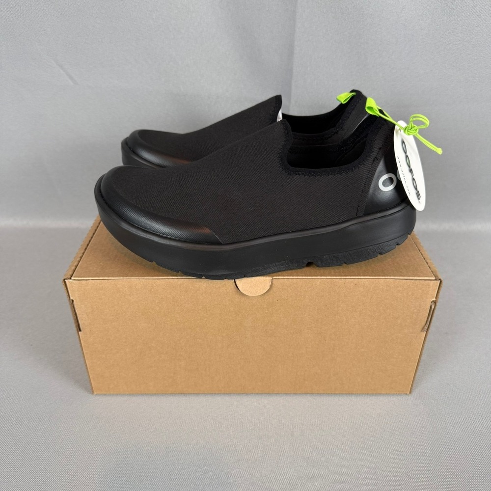 Oofos OOmg Eezee Recovery Sneakers Womens 6 Black Slip-On Light Walking Shoe NIB